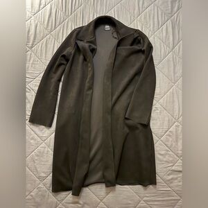 Zara Black Microfiber Suede Textured Long Jacket